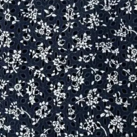 Ann Taylor Pencil Skirt - Navy with  White Floral Eyelet Overlay - Picture 7 of 7